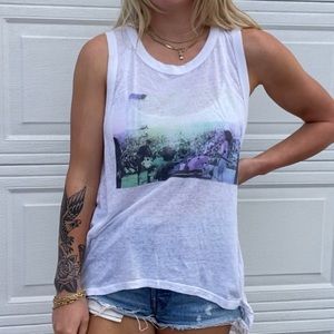Free People white tank with Woodstock graphic